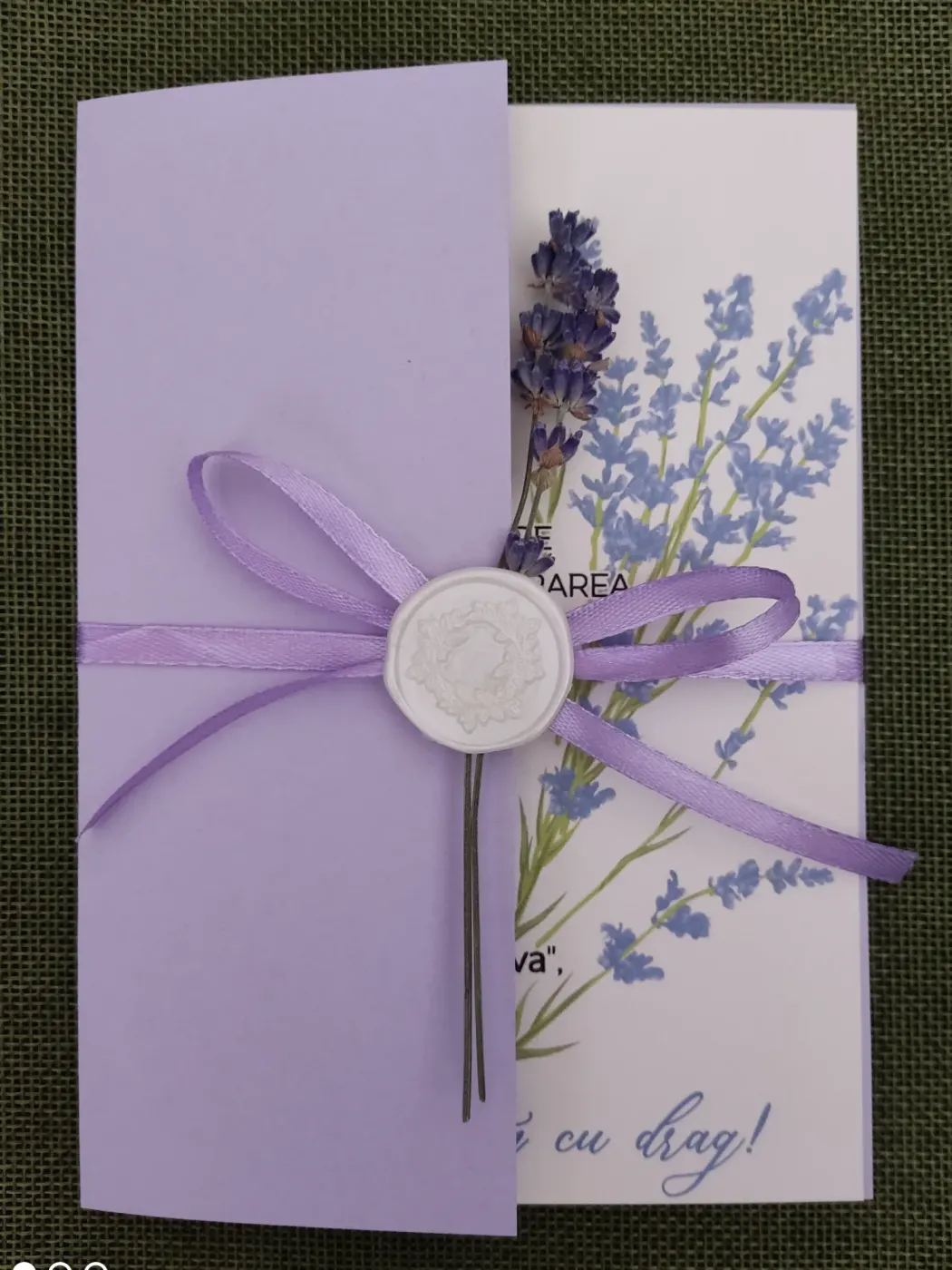 Invitație nuntă în semi plic - Elegant Lavand