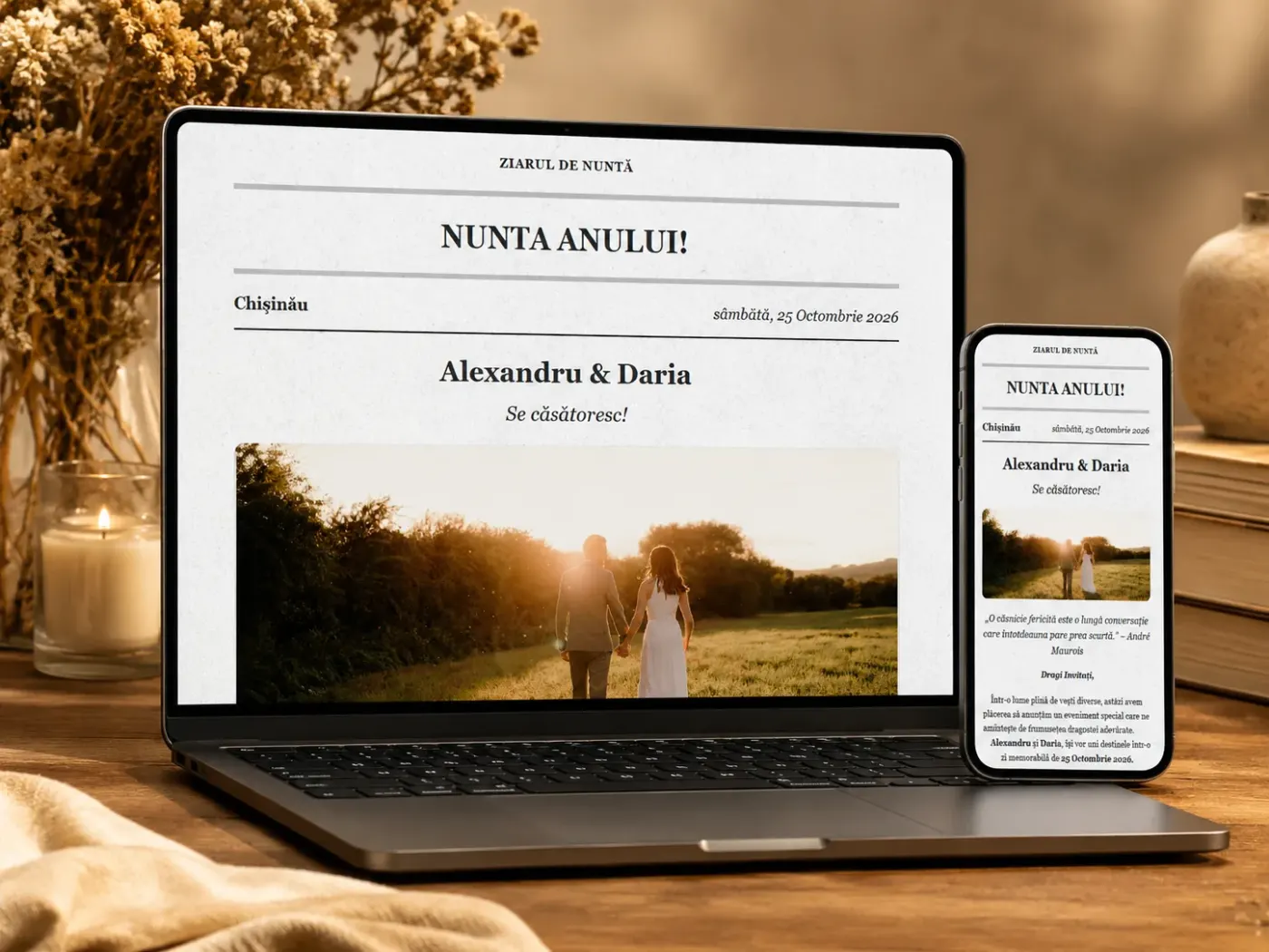 Invitație Web – Ziarul de Nuntă Vintage