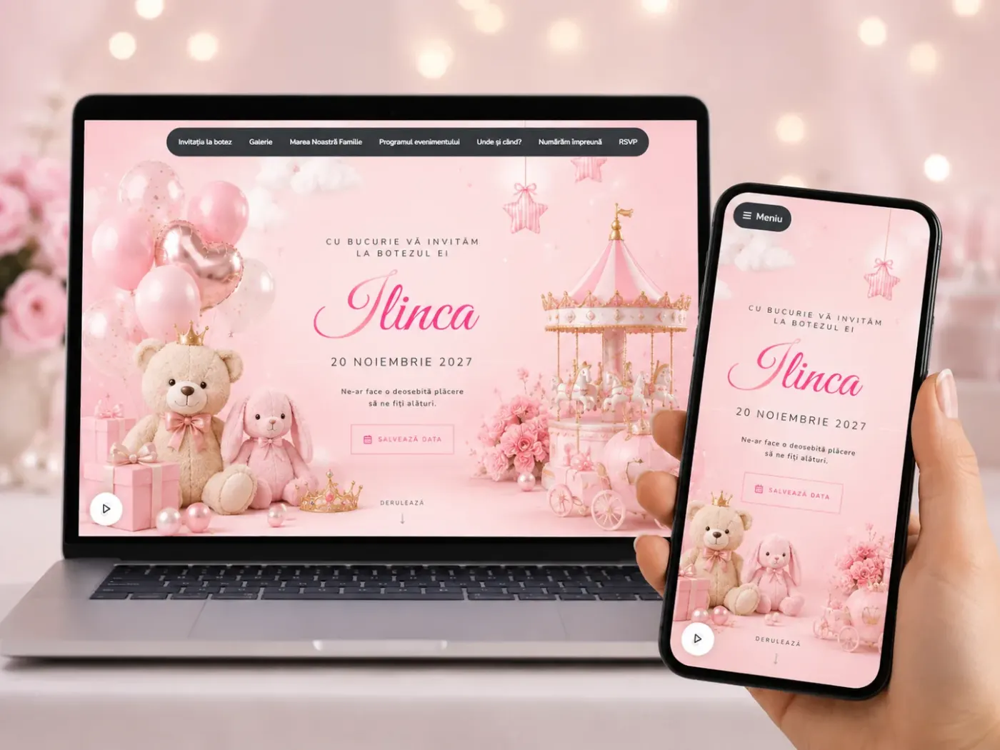 Invitație Web - Pink Elegance