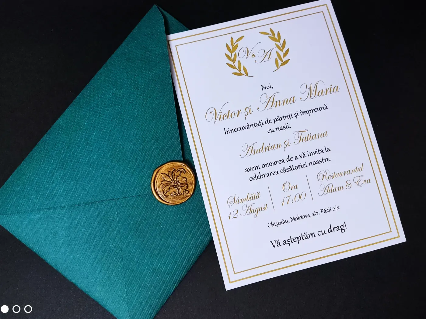 Invitație nuntă în plic - Royal Green