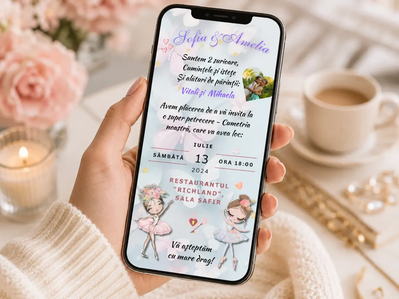 Invitație digitală pentru botez - Gemeni