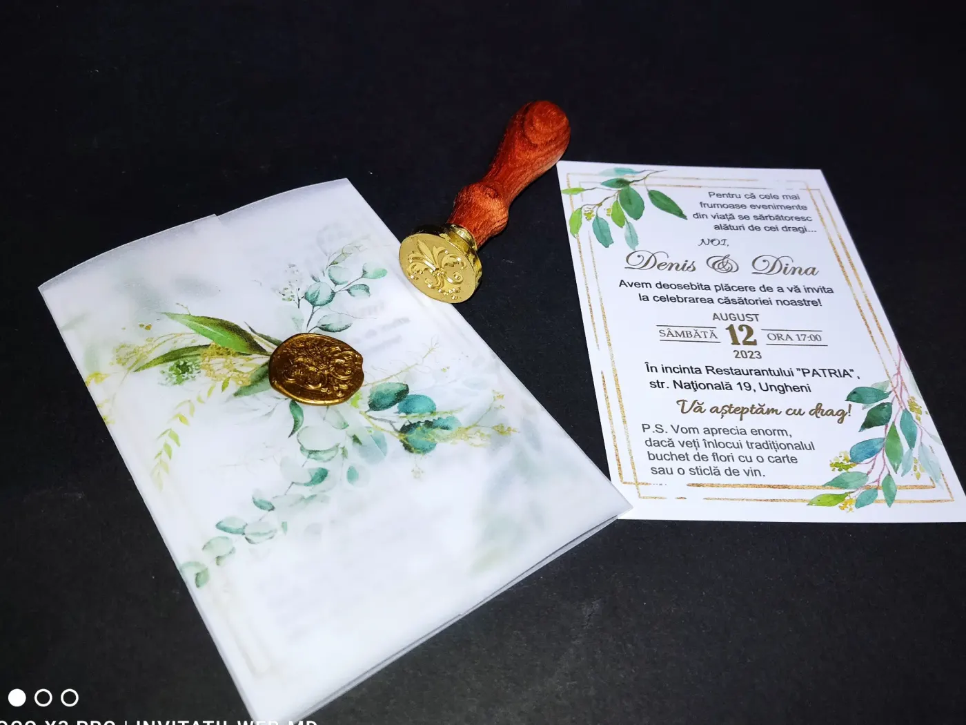 Invitație nuntă în pergament Royal Eucalyptus