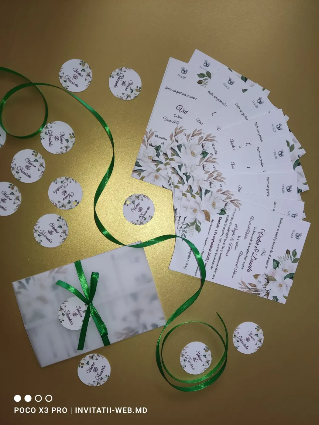Invitație nuntă în pergament - Stil Magnolia Bloom