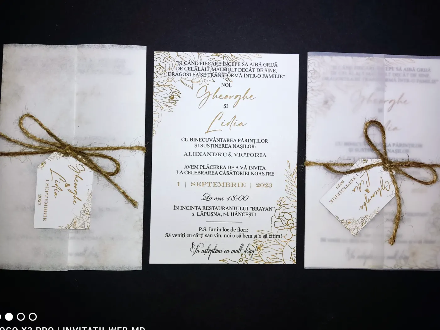 Invitație nuntă în pergament Ivory Bloom