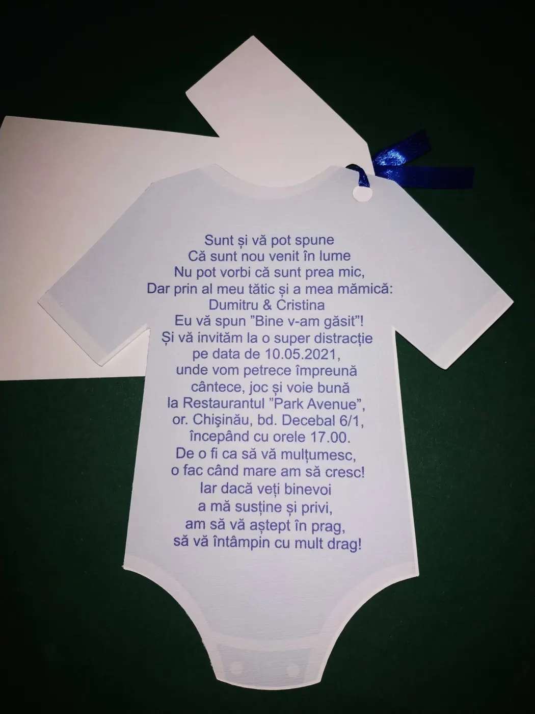 Invitație de botez, băiat - bebe body